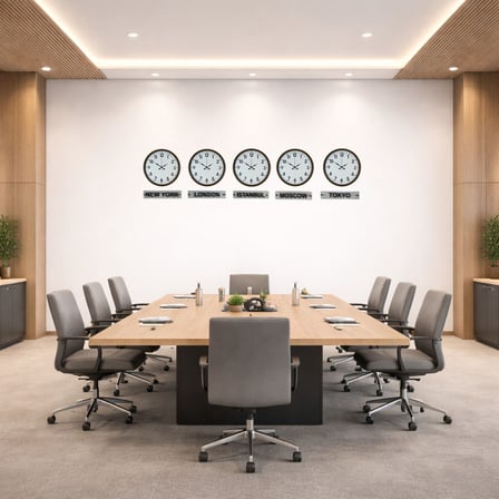 Büro Ev Ofis Dekoru için 5ADET 36CM Kahve Modern Tarz Tabelalı Dünya Saatleri Seti