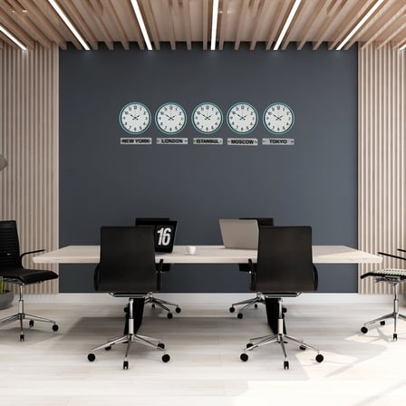 Büro Ev Ofis Dekoru için 5ADET 36CM Turkuaz Trend Tarz Tabelalı Dünya Saatleri