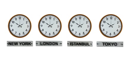 Büro Ev Ofis Dekoru için 4ADET 36CM Turuncu Tip Tabelalı Dünya Saatleri