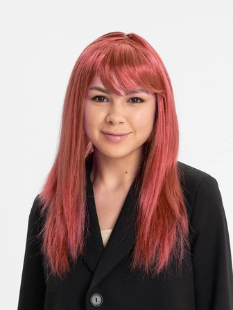 Büro Ev Ofis Gösteri Kostümü için Kızıl Düz Kesim Uzun Parti Peruğu Takma Saç