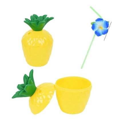 Büro Ev Ofis Etkinlik Partisi için 10x13CM Ananas Hawaii Pipetli İçecek Kabı Bardak