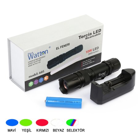 Büro Ev Ofis Hediyesi için 10W 2000LM 4RENK Güçlü Led Işıklı El Feneri