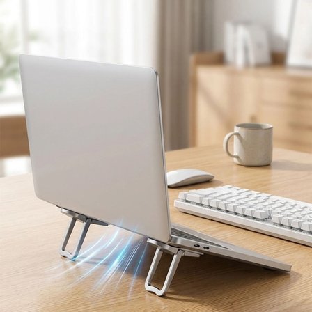 Büro Ev Ofis Bilgisayarı için Çift Yapışkanlı Katlanır Yükseltilir Notebook Standı
