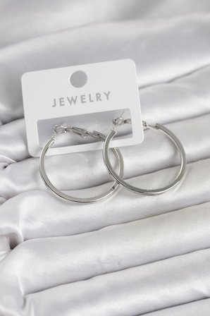 Zarif Kulaklar için Silver Pirinç Köşe Kenarlı Halka Tip 32MM Kadın Küpe