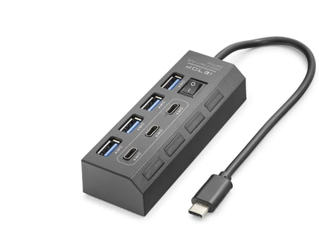 Büro Ev Ofis Cihazları için Siyah 7PORT 5GBPS TYPEC 3.2 Gen1 Anahtarlı Hub