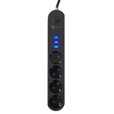 Büro Ev Ofis için 2MT 4PRİZ 3USB Siyah Anahtarlı Çocuk Akım Korumalı Topraklı Grup Priz