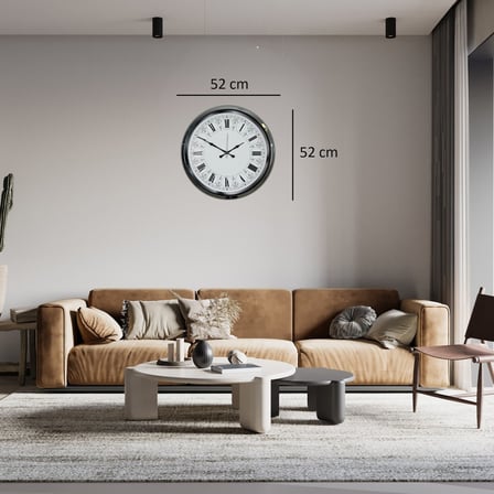 Büro Ev Ofis Dekoru için 52CM Krom Metal Majestik Stil Duvar Saati