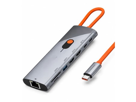 Büro Ev Ofis Cihazları için 9PORT Dual HDMI PD TYPEC Lan Kart Okuyucu Hub