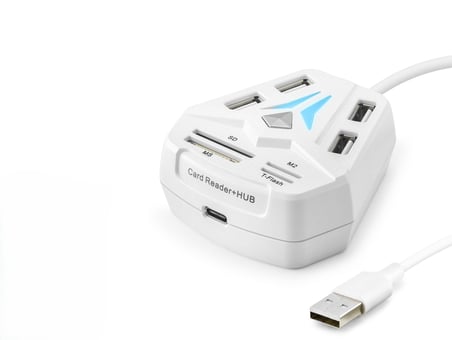 Büro Ev Ofis Cihazları için Beyaz 8PORT Usb Hub Kart Okuyucu