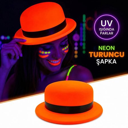 Büro Ev Ofis Gösteri Kostümü için Neon Turuncu Plastik UV Parti Şapkası