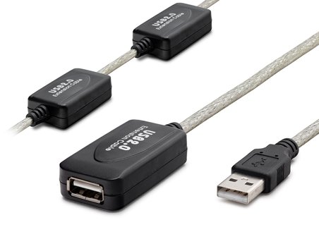 Büro Ev Ofis Cihazları için 25MT Siyah Silver Usb Uzatma Kablosu