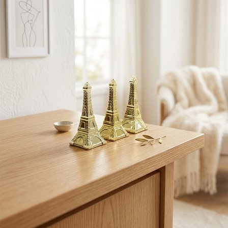 Büro Ev Ofis Dekoru için Mini Golden Seramik Eyfel Kulesi Motif Biblo
