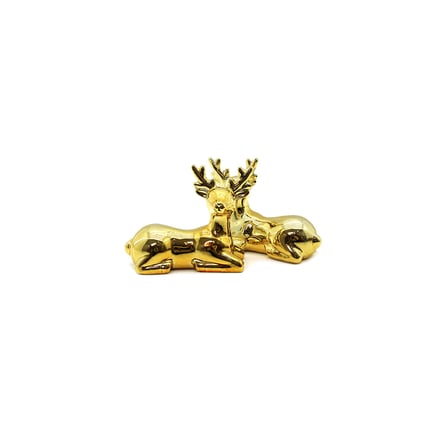 Büro Ev Ofis Dekoru için Mini Golden Seramik Geyik Motif Biblo