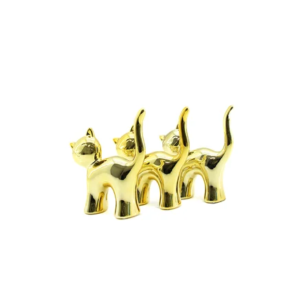 Büro Ev Ofis Hediyesi için Maksi Golden Seramik Kedi Motif Süs Eşyası