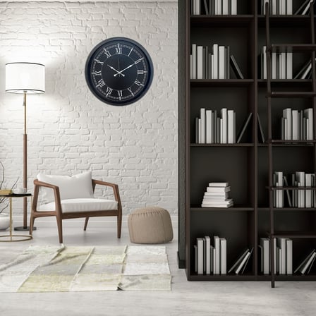 Büro Ev Ofis Dekoru için 52CM Siyah Royal Motif Duvar Saati