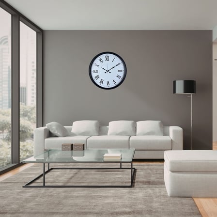 Büro Ev Ofis Dekoru için 52CM Siyah Roma Rakamlı Motif Duvar Saati