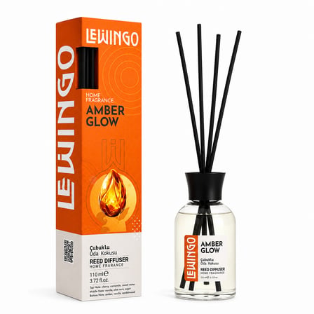 Büro Ev Ofis Kokusu için 110ML Amber Glow Bambu Çubuklu Cam Şişe