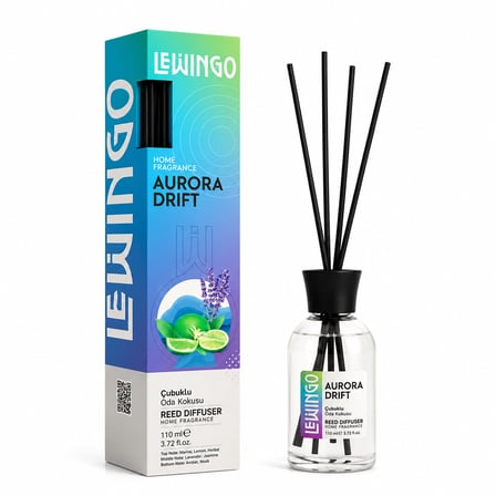 Büro Ev Ofis Kokusu için 110ML Aurora Drift Bambu Çubuklu Cam Şişe