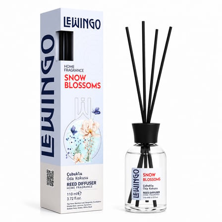 Büro Ev Ofis Kokusu için 110ML Snow Blossoms Bambu Çubuklu Cam Şişe