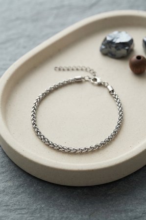 Bakımlı Erkek için Silver Çelik Spiga Zincir Bileklik