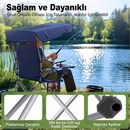 Büro Ev Ofis Kamp Keyfi için Taşınır Katlanır Bardaklıklı Gölgelikli Sandalye