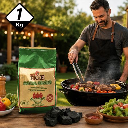Büro Ev Ofis Mangal Keyfi için 1KG Çıralı Meşe Mangal Kömürü