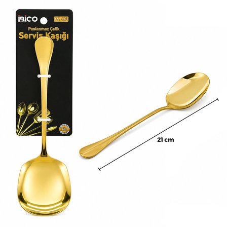 Büro Ev Ofis Mutfağı için 21CM Golden Metal Servis Kaşığı