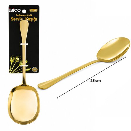 Büro Ev Ofis Mutfağı için 25CM Golden Metal Servis Kaşığı