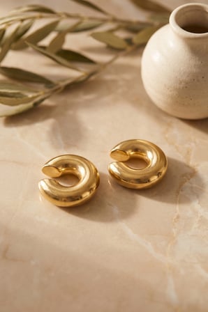 Zarif Kulaklar için Golden Çelik Çiftli Earcuff Kadın Küpe
