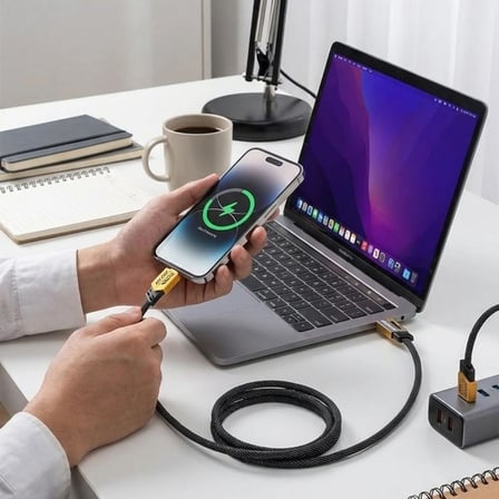 Büro Ev Ofis Cihazları için 65W USB TYPEC to TYPEC IOS Örgülü Hızlı Mobil Şarj Data Kablosu