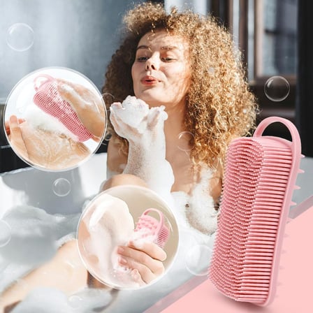 Büro Ev Ofis Duş Keyfi için Çift Taraflı Silikon Taraklı Masajlı Banyo Lifi