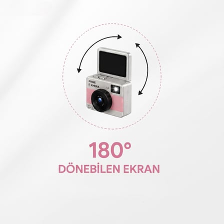 Büro Ev Ofis Güvenliği için Flashlı dönen Ekran Mini  Retro Kamera