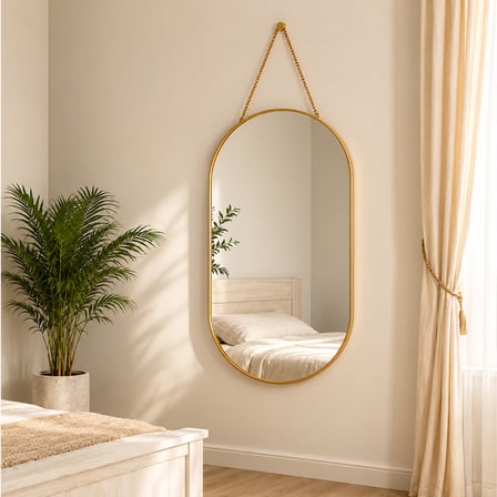 Büro Ev Ofis Dekoru için 40x60CM Golden Metal Çerçeveli İp Askılı Duvar Aynası