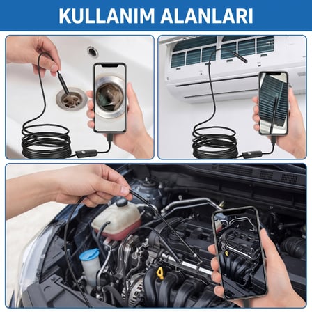 Büro Ev Ofis Hobi Atölyesi için 3MT Sızdırmaz Led Işıklı Android Yılan Kamera