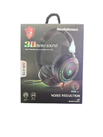 3D Stereo Sound GM-019 Rgb Kablolu Kulaküstü Işıklı Oyuncu Kulaklık3.5mm Jack