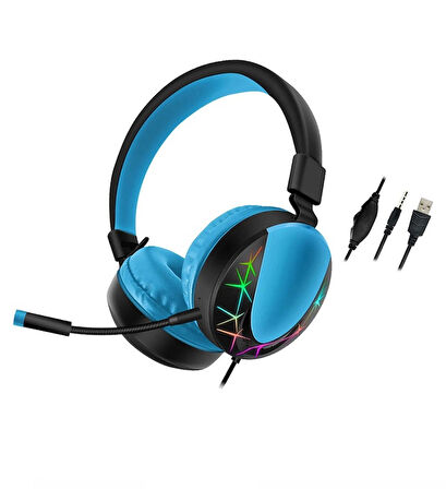 AKZ 021 Kablolu Mikrofonlu Işıklı Oyuncu Kulaklığı RGB