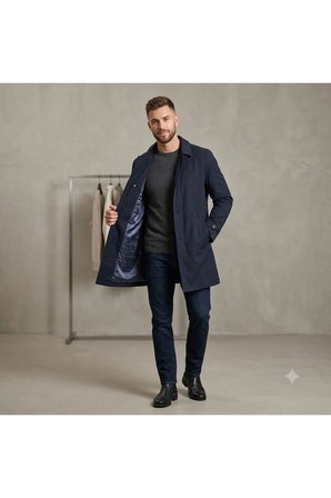 suya dayanıklı baharlık ince trençkot Lacivert / XL
