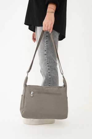 Unisex Krinkıl Kumaş Suya Dayanıklı Omuz Sırt Çantası 7 Fermuarlı , Termos Cebi, Ayarlanabilir Askı