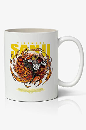 One Piece Sanji Temalı  Beyaz Kupa Bardak Arkadaşa Sevgiliye Hediye