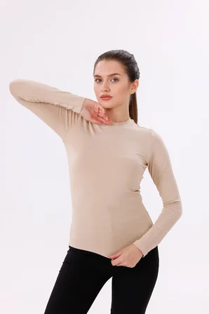 Kadın Uzun Kol Body - Bisiklet Yaka