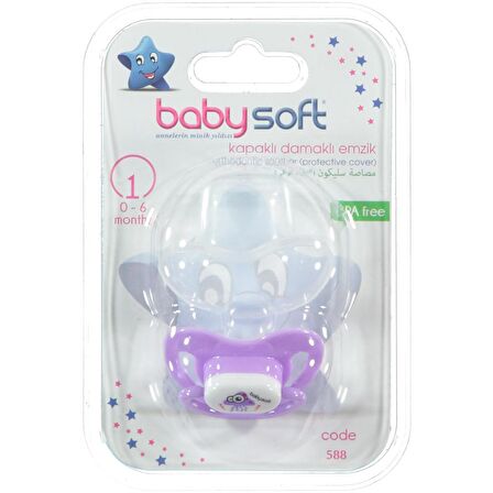 Baby Soft Kapaklı Damaklı Emzik 0-6 Ay Mor