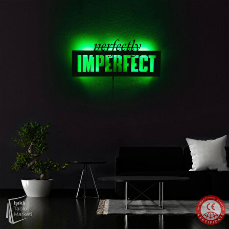 Tablo Marketi - "Perfectly Imperfect" Yazılı Işıklı Duvar Dekoru