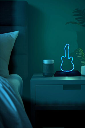 Gitar Figürlü Neon Gece Lambası