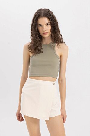 DeFacto Yüksek Bel Dokuma Şort Etek C0699AX24SMNM86