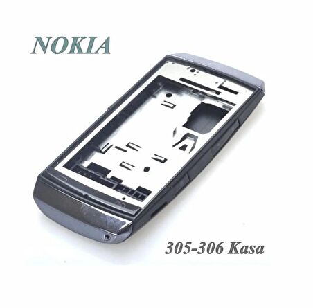 Nokia Asha 305 Full Kasa Kapak Tuş Takımı Nokia 306 Uyumlu Siyah Renk Orta Kasa Ön Kapak Arka Kapak