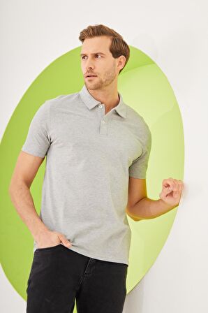 Erkek Basic Polo Yaka Tişört (Regular Fit) Gri