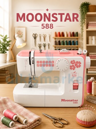 Moonstar 590 Pembe Ev Tipi Elektronik Dikiş Makinesi | 12 Desen | 4 Adımda İlik Açabilme