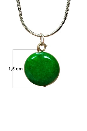 Zümrüt Doğal Taşı Zincirli El Yapımı Kolye Uç: 1,5 cm Zincir: 20 cm Kutulu