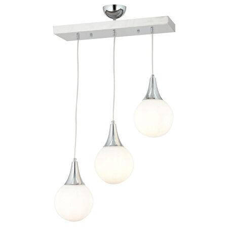 Damla 3 Lü Sıralı -Led Ampul  Dahil Modern Koridor Mutfak Salon Sarkıt Avize