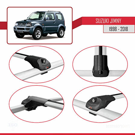 Suzuki Jimny 3 1998-2018 Arası ile Uyumlu ACE-1 Ara Atkı Tavan Barı Gri 2 Adet
